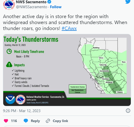 萨城风暴更新：SMUD提醒居民，强风暴雨逼近，做好停电准备！